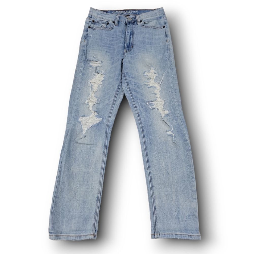 American Eagle Outfitters Stretch Mom Jeans Size 4 Destroyed Ripped Torn Distres